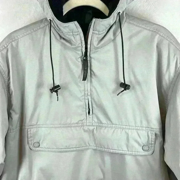J Crew Sport Hooded Jacket Men's Sz Small Gray 1/4 Zip Pullover Fleece Lined - Picture 2 of 12